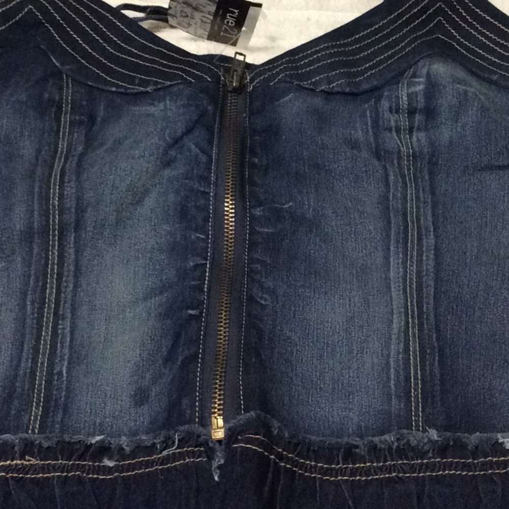 NWT. Rue21 denim zippered strapped top.  Size L.